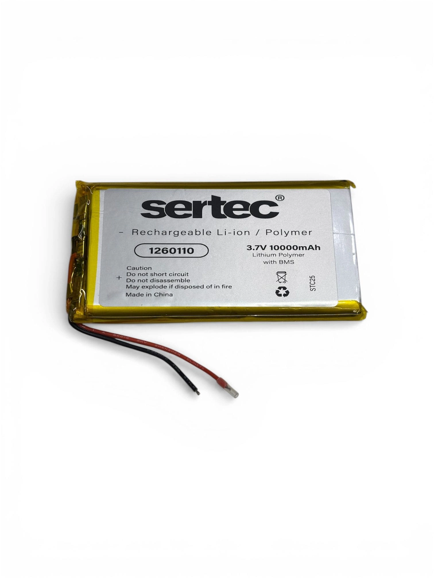 1260110 3.7v 10.000mah Li-polymer Pil (devreli/1.5a)