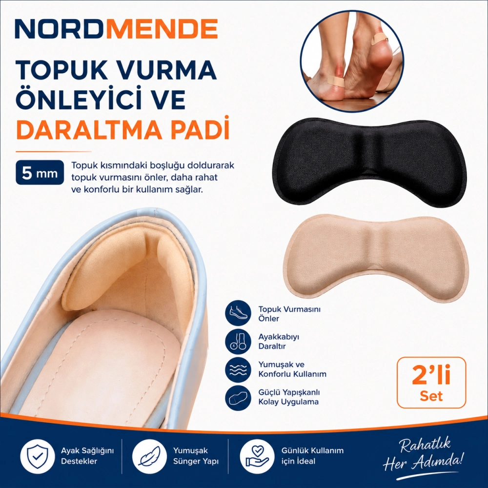 5 Mm Topuk Vurma Önleyici Ayakkabı Daraltma Pedi 2&amp;#39;li Set
