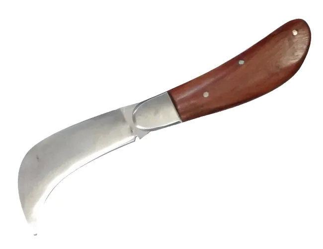 Bursa Çelik Eğri Bağ / Kablo / Aşı Çakısı, Ahşap Saplı - 22 Cm