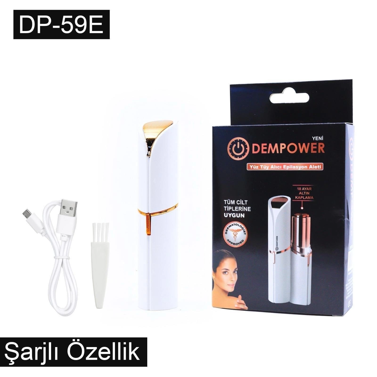 Dempower Şarjlı Yüz Tüy Alıcı Epilasyon Aleti Flawles  Kısa