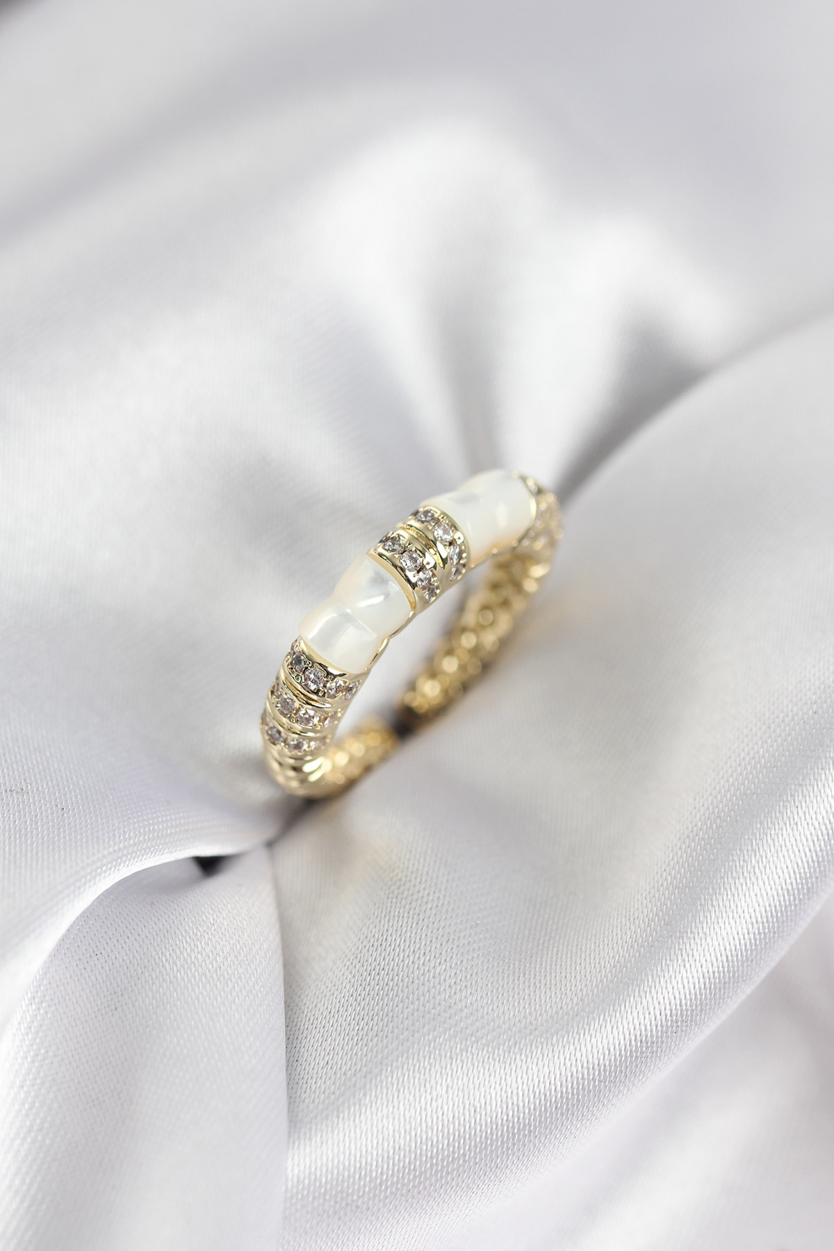 Zirkon Taşlı Kemik Model Gold Renk Kadın Yüzük 5886