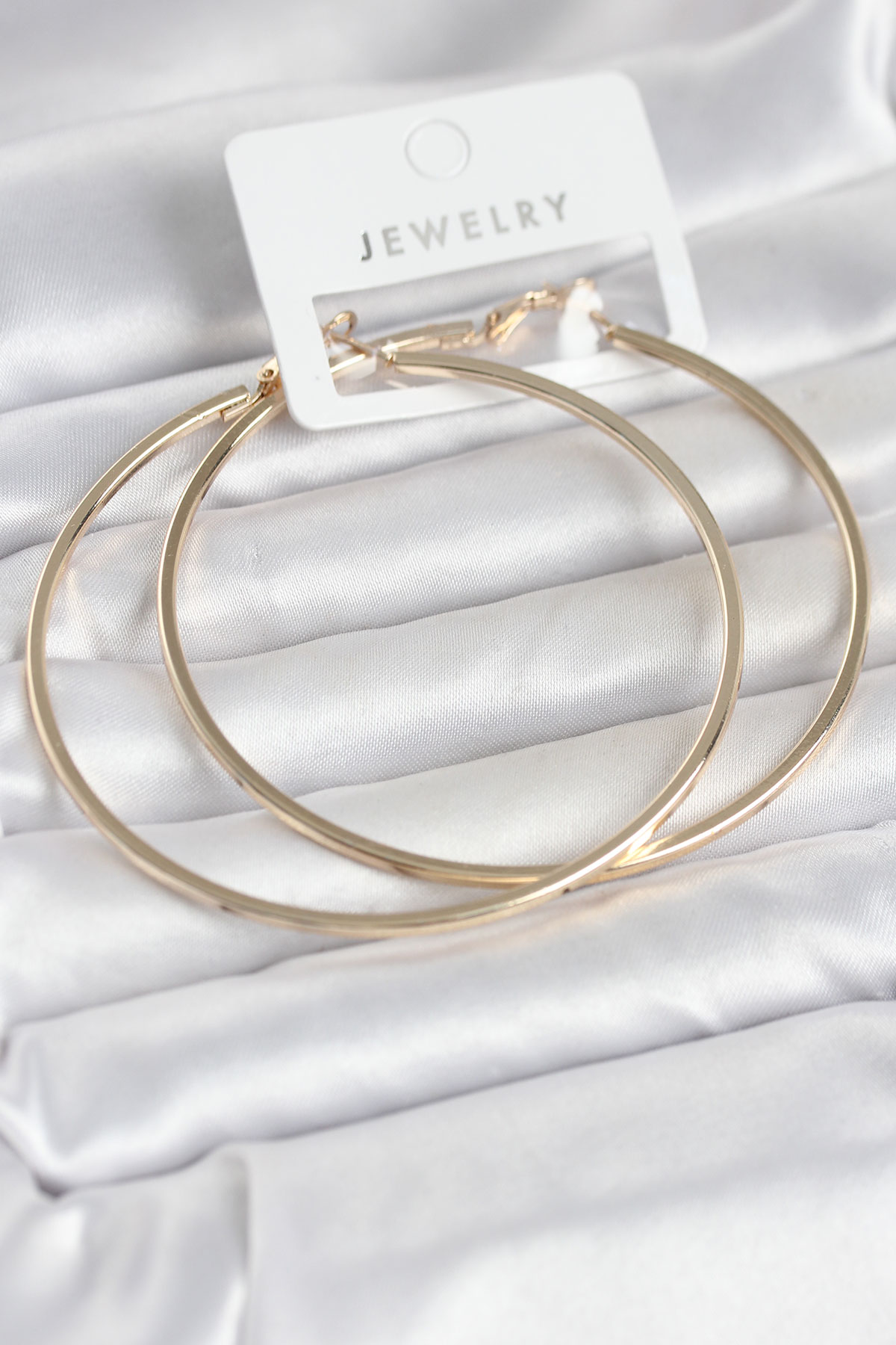 Gold Renk Pirinç Köşeli Kenar Halka 72 mm Kadın Küpe 5886