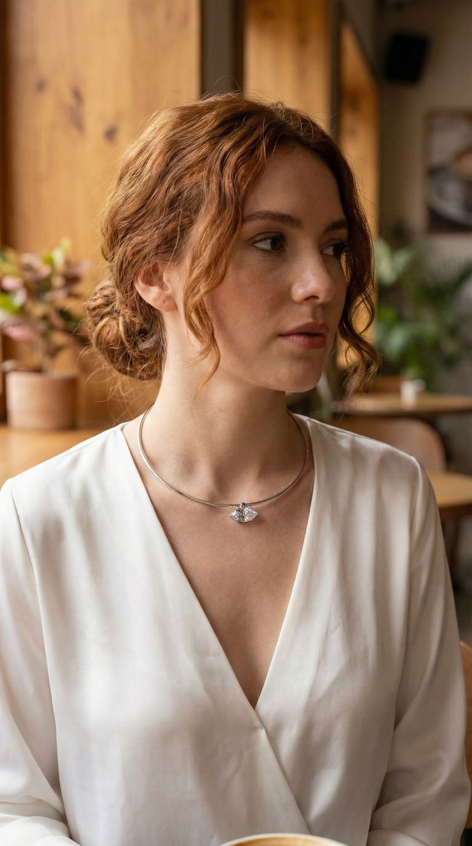 Pirinç Gümüş Renk Choker Model Zirkon Taşlı Kadın Kolye 5886