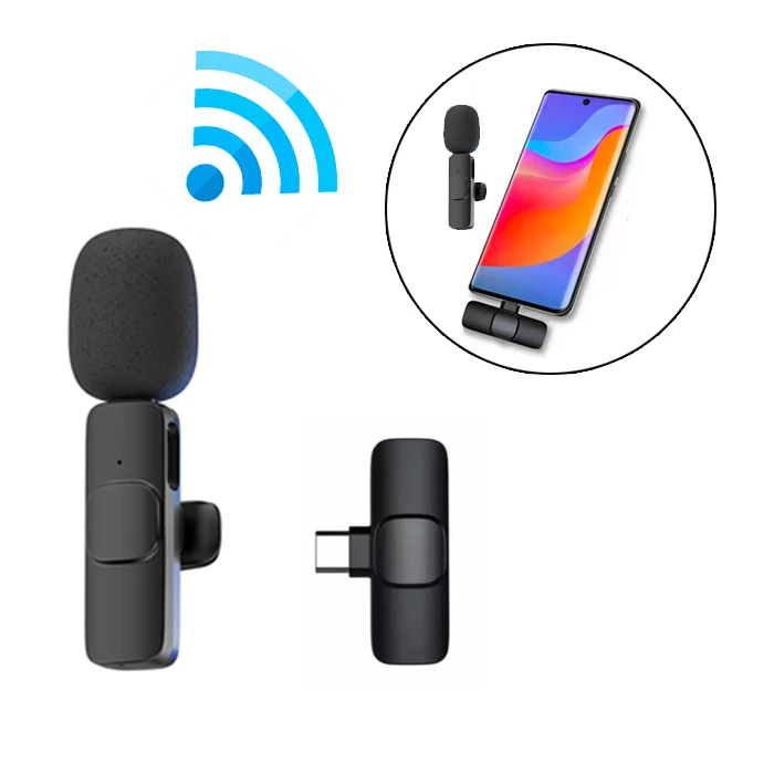 Ally K8 Lightning iPhone Tak Konuş Wireless Kablosuz Mini Yaka Mikrofonu Canlı Yayın Mikrofonu