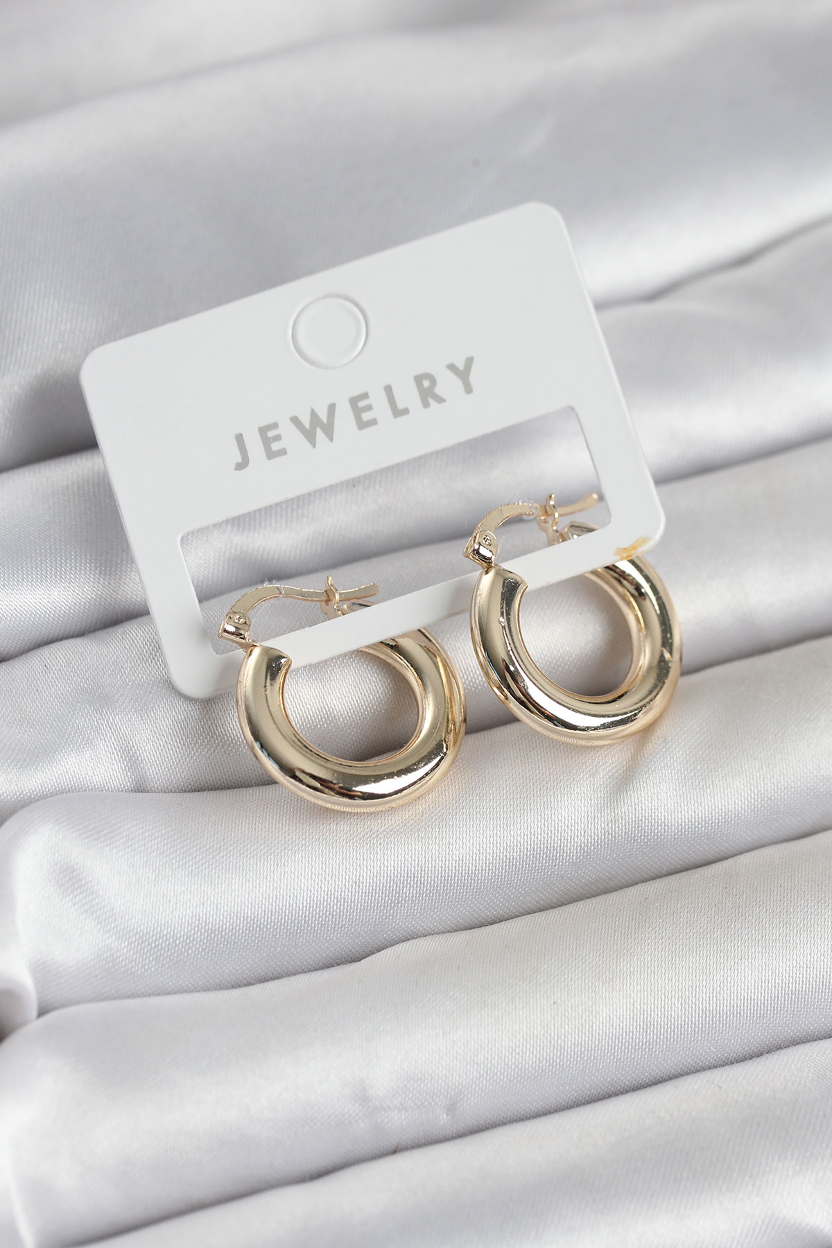 Gold Renk Pirinç Halka 20 mm Kadın Küpe 5886