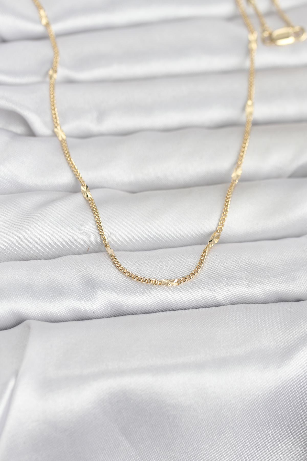 CM 14K Gold Renk Lazer Puntalı Model 60 cm Kadın Kolye 5886