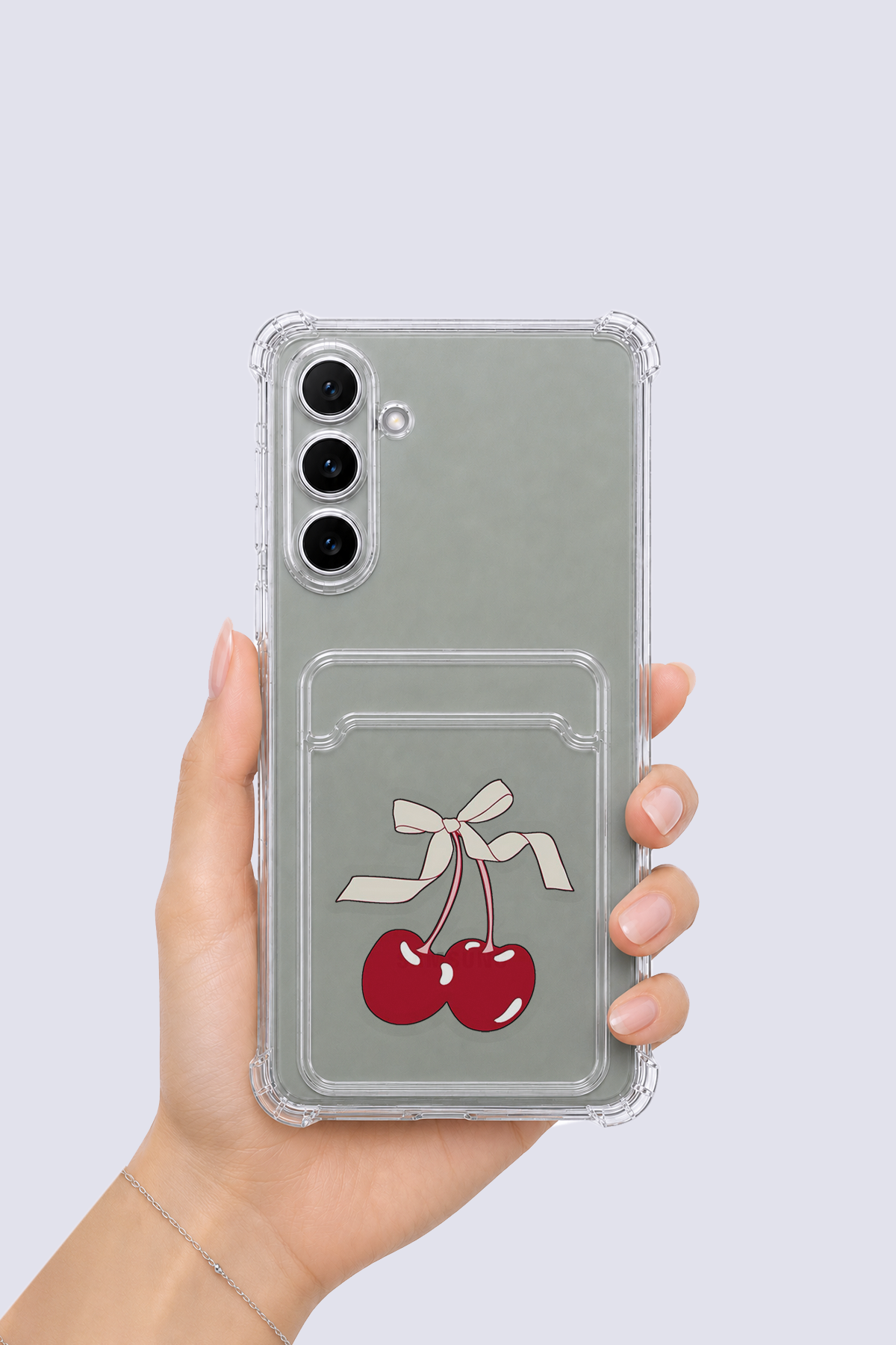 Samsung Galaxy A16 Kartlıklı Kiraz Desenli Kılıf