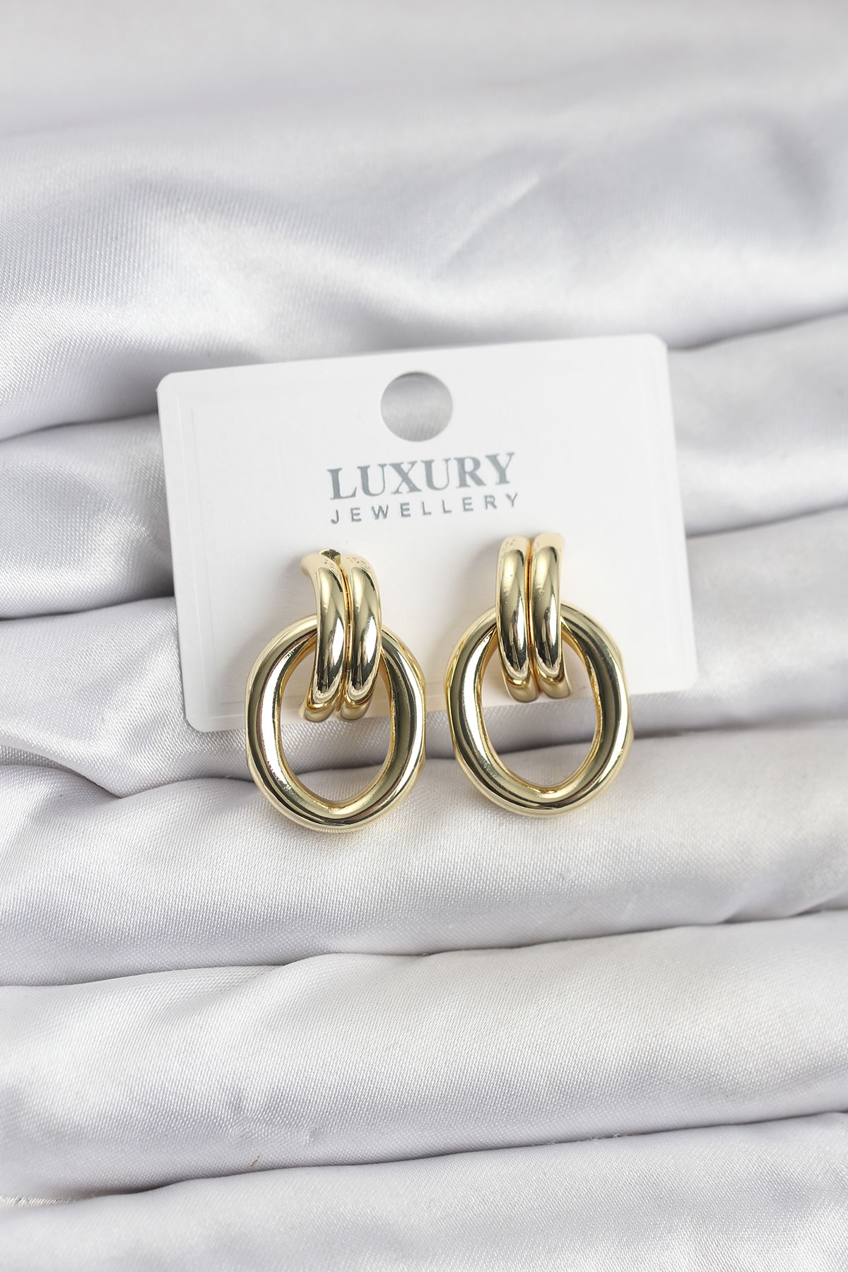 Gold Renk Pirinç Vintage Kadın Küpe 5886
