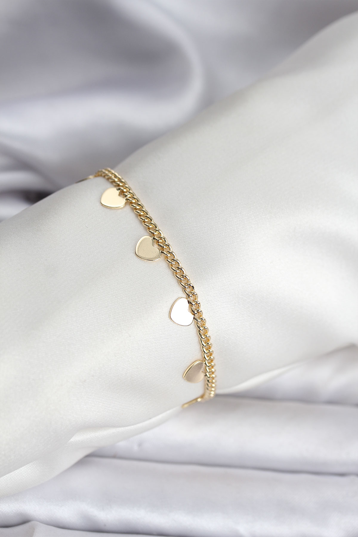 14K Gold Renk Kaplama Kalpli Model CM Kadın Bileklik 5886