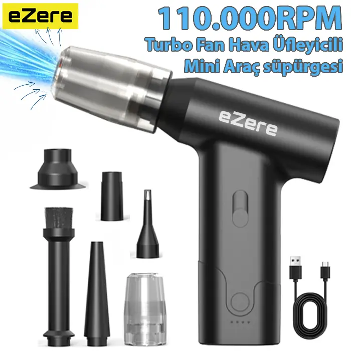 EZERE J02 Çift fonksiyonlu mini Araç süpürgesi & Turbo Fan Hava üfleyici