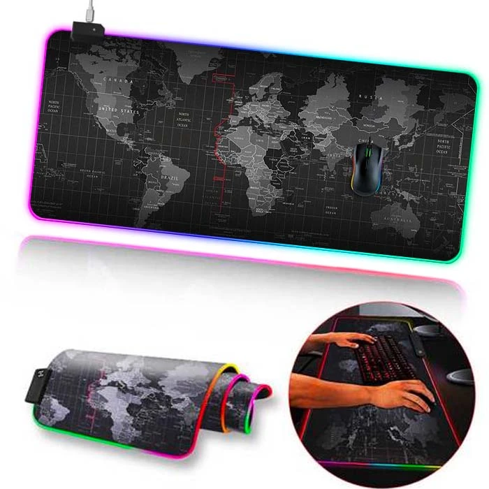 ALLY Dünya Desenli RGB Led Işıklı Oyuncu Mouse Pad 300*800*4MM