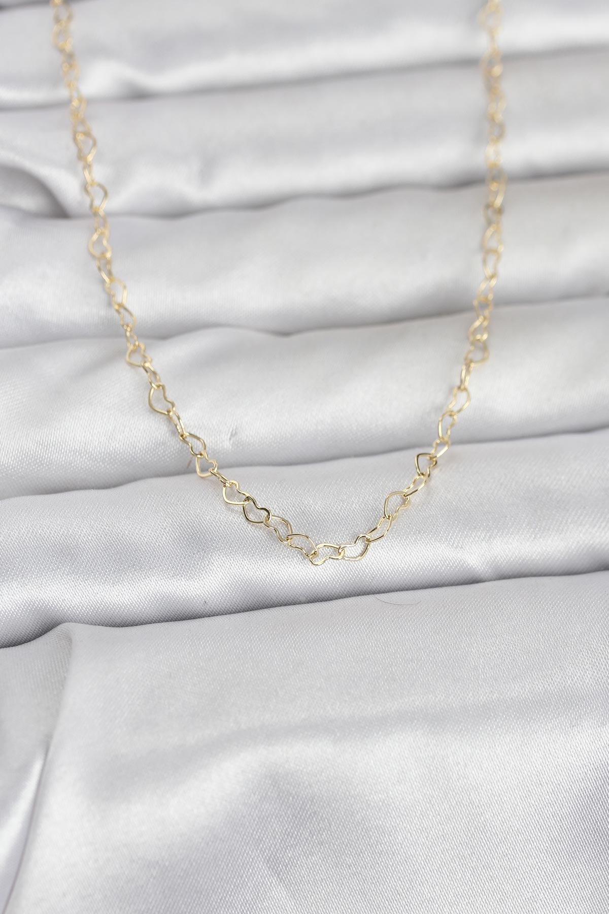 CM 14K Gold Renk Kalp Zincirli 60 cm Kadın Kolye 5886