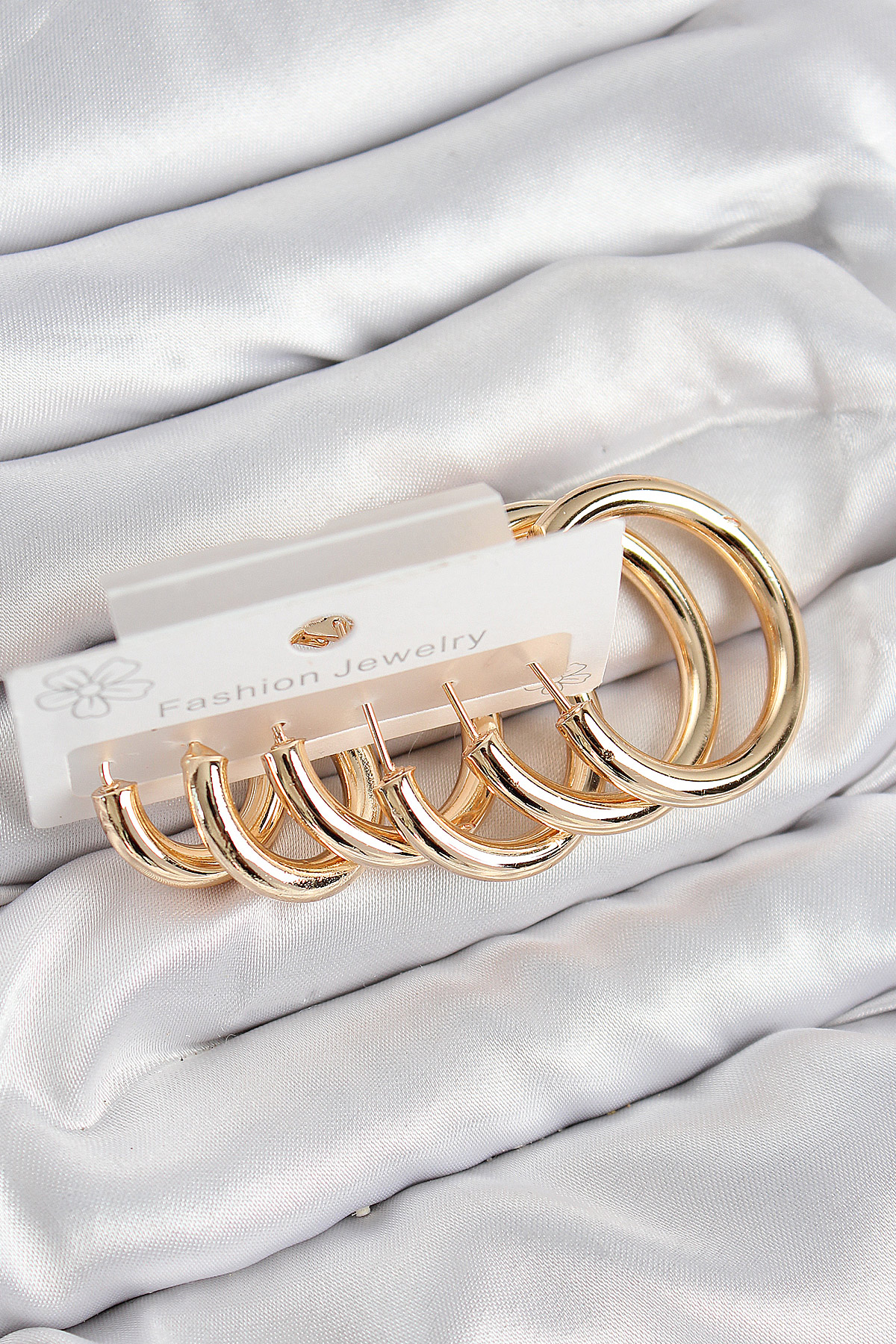 Pirinç Halka Model Gold Renk Kadın Set Küpe 5886