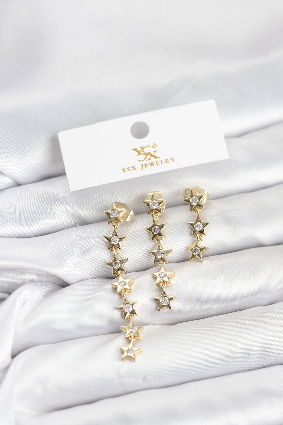 Pirinç Gold Renk Yıldız Model YSX Trio Küpe Seti 5886