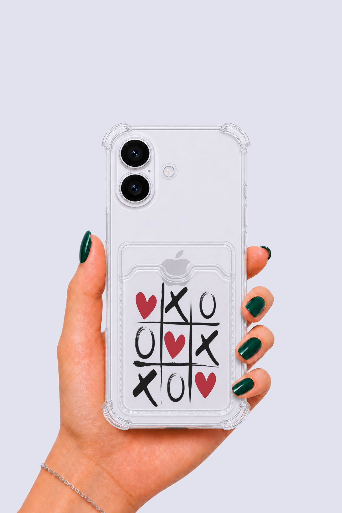 iPhone 16 Kartlıklı XoXO Desenli Kılıf