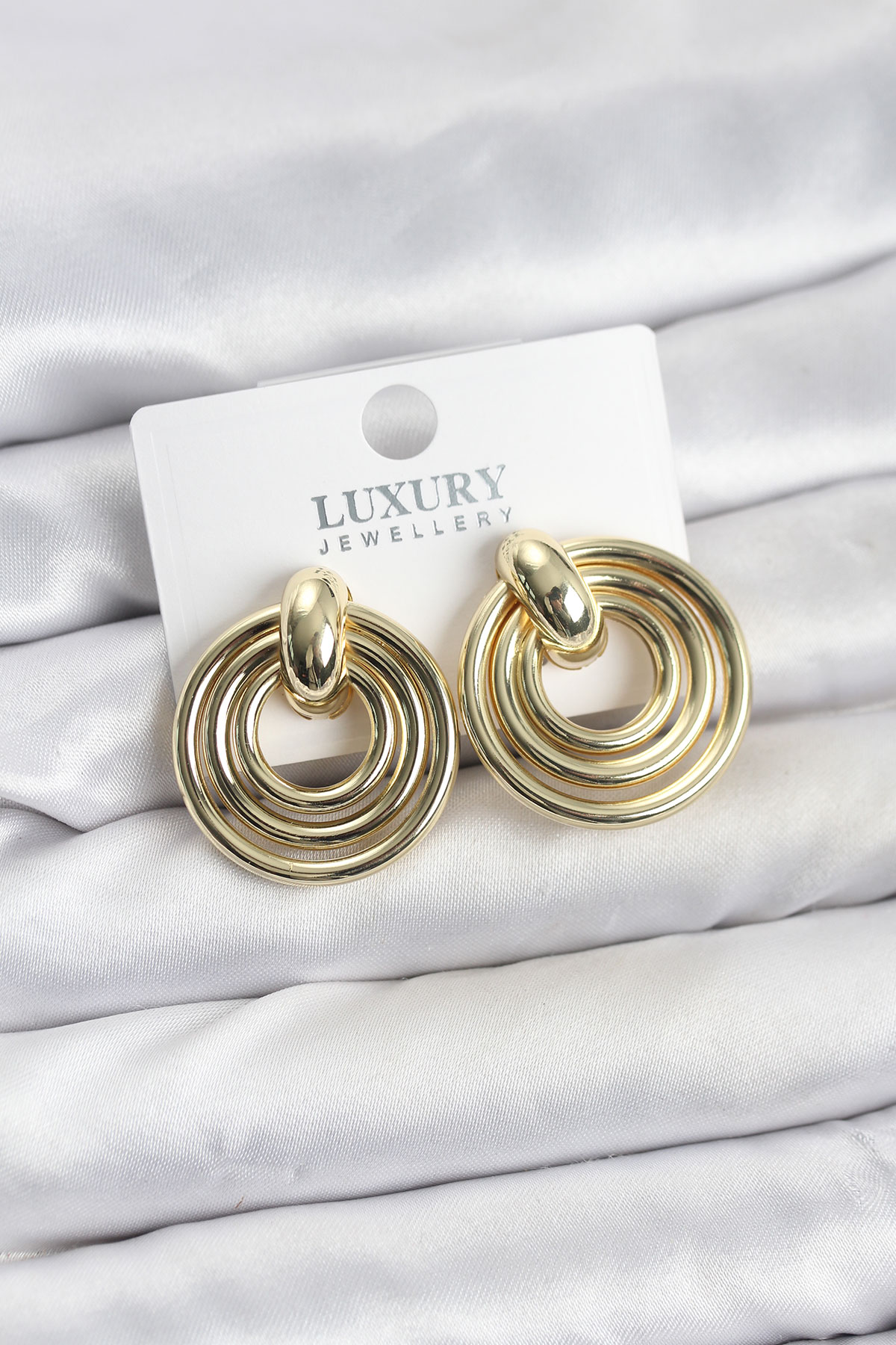 Gold Renk Pirinç Vintage Kadın Küpe 5886