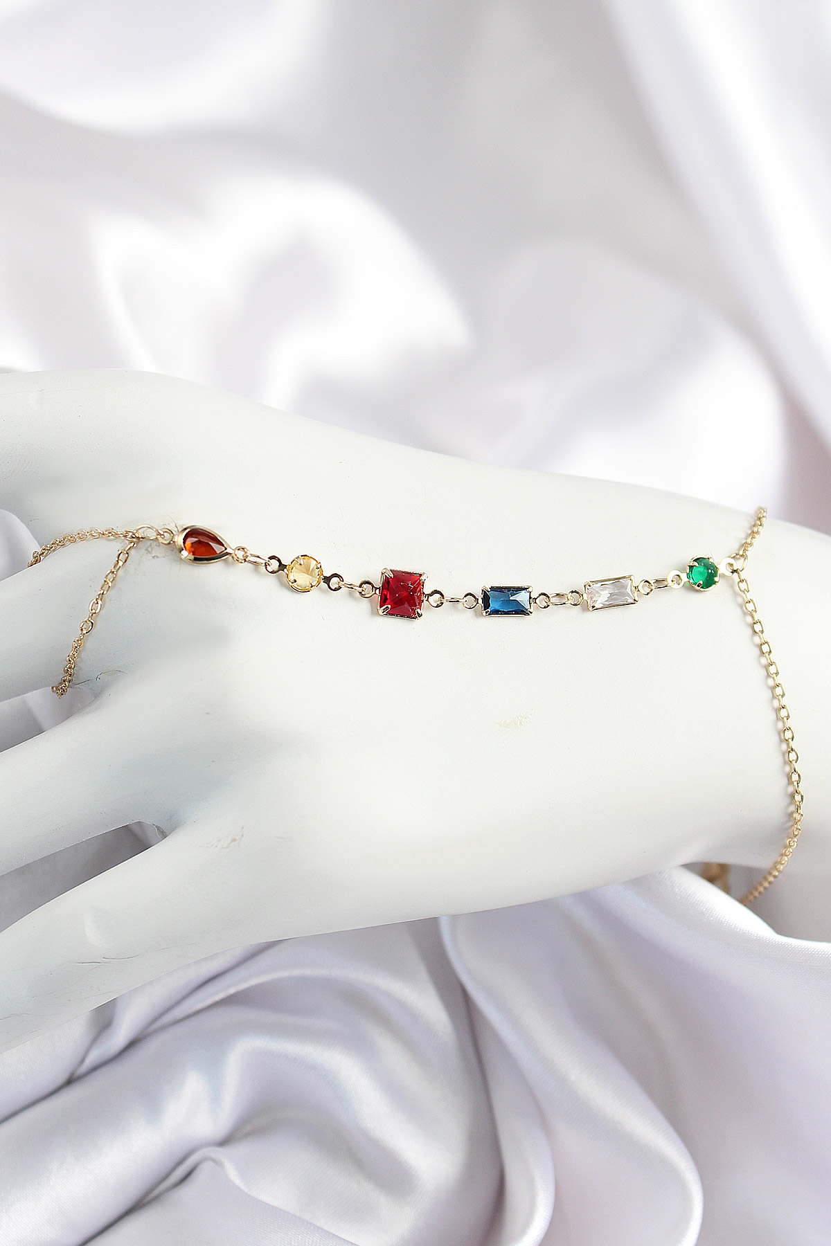 Pirinç Renkli Zirkon Taşlı Y Model Gold Renk Kadın Şahmeran 5886