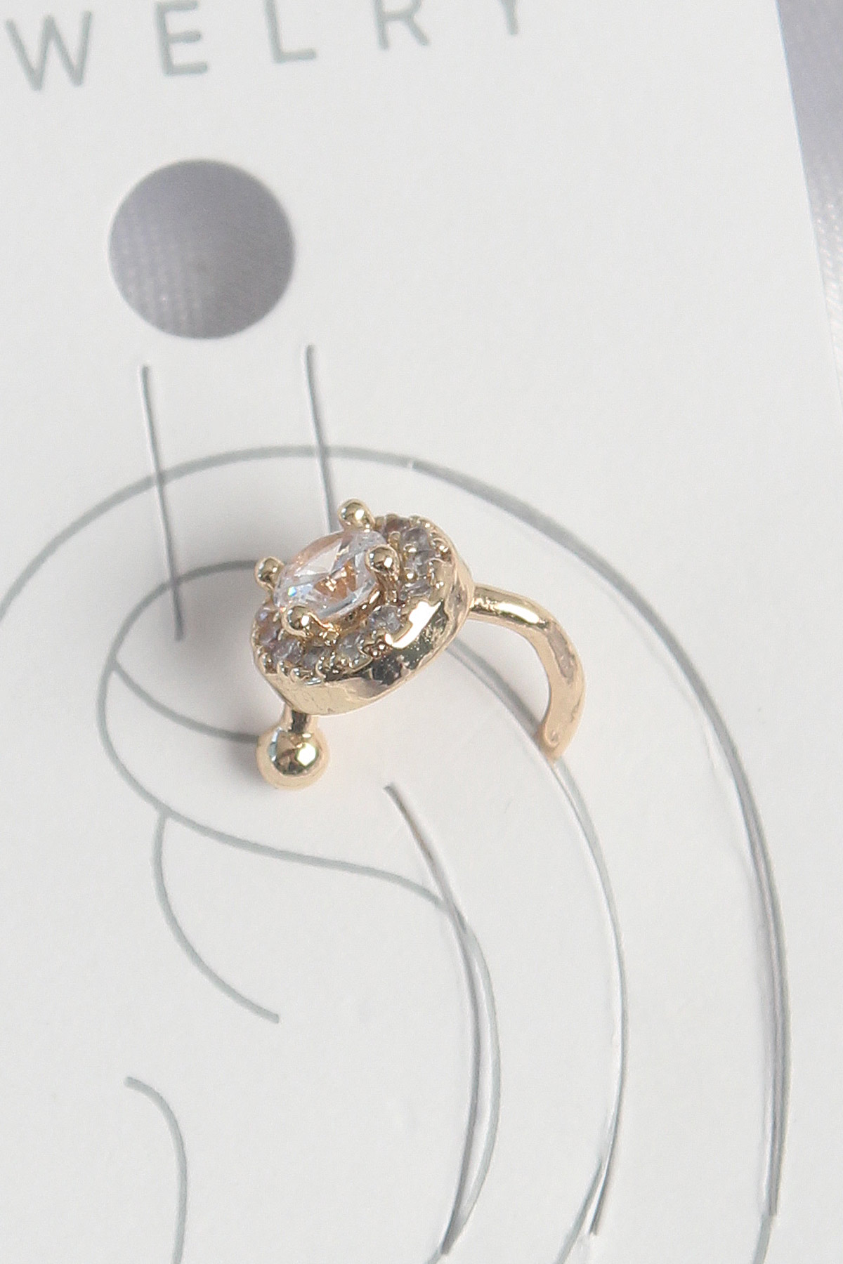 Pirinç Gold Renk Zirkon Taşlı Kadın Kıkırdak Küpe 5886