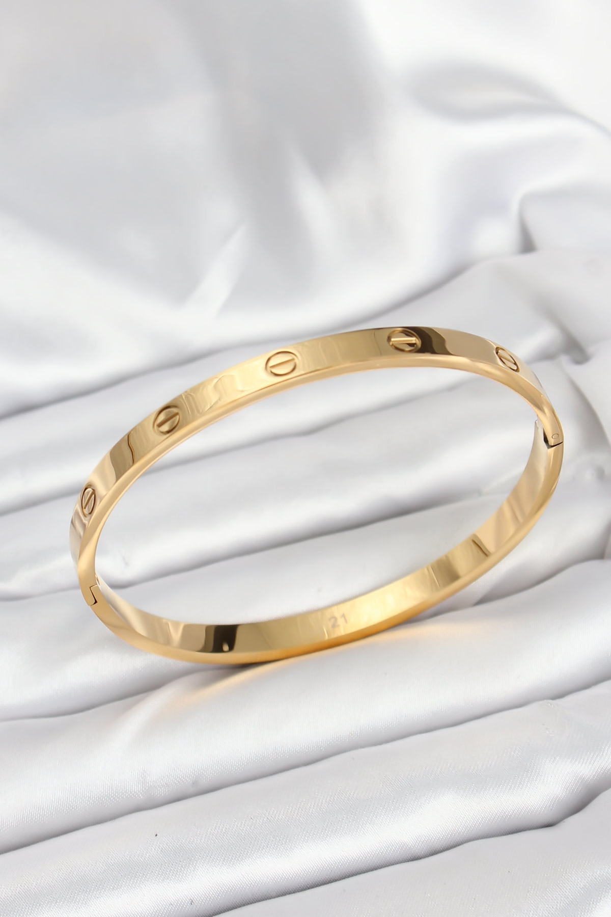 316L Çelik Gold Renk 65 mm Kadın Kelepçe Bileklik 5886
