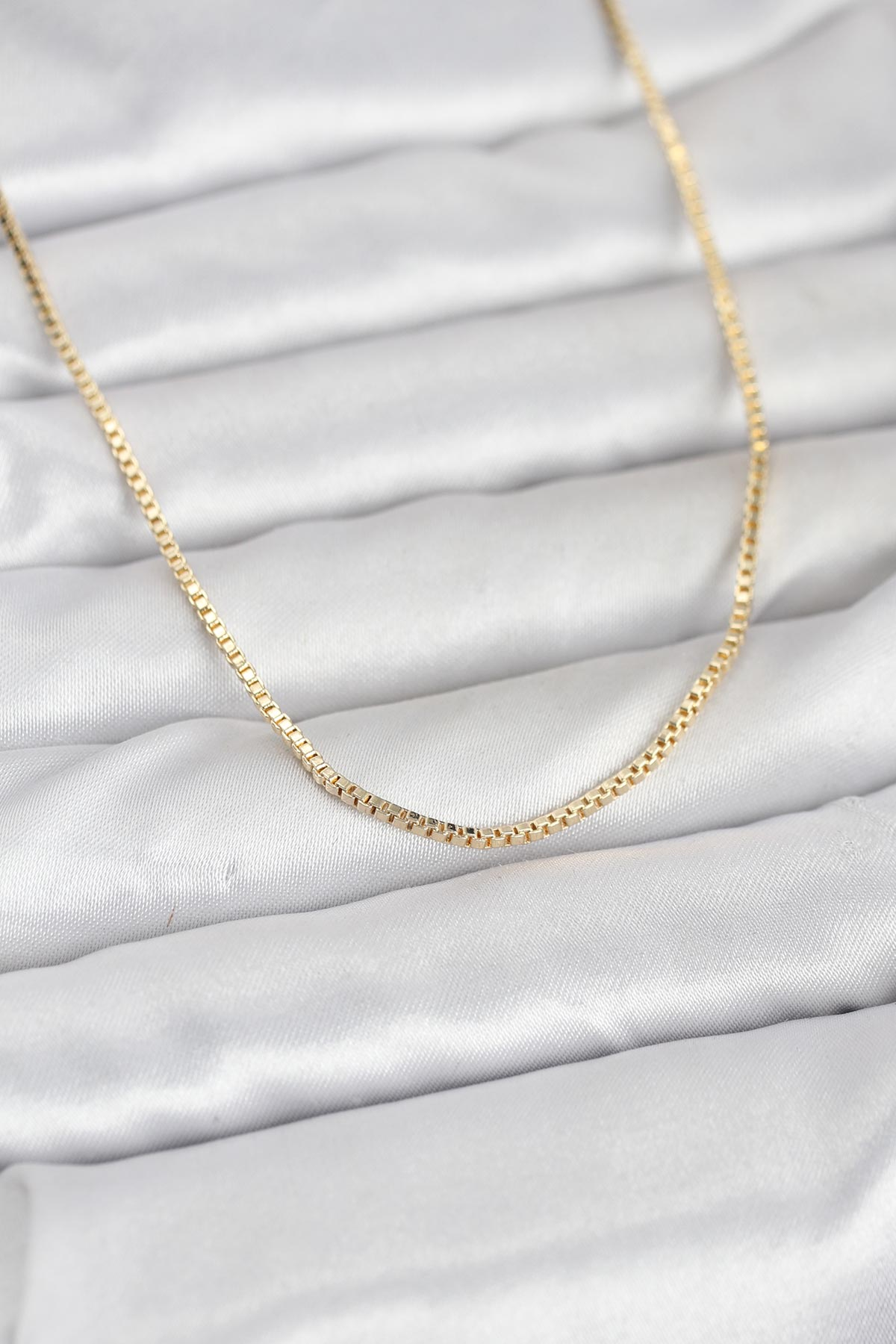 CM 14K Gold Renk Kare Zincirli Model 60 cm Kadın Kolye 5886