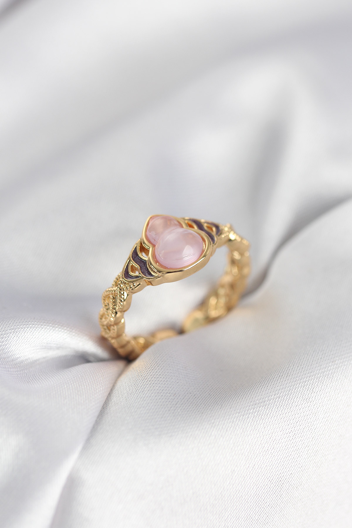 Gold Renk Pembe Damla Model Kadın Yüzük 5886