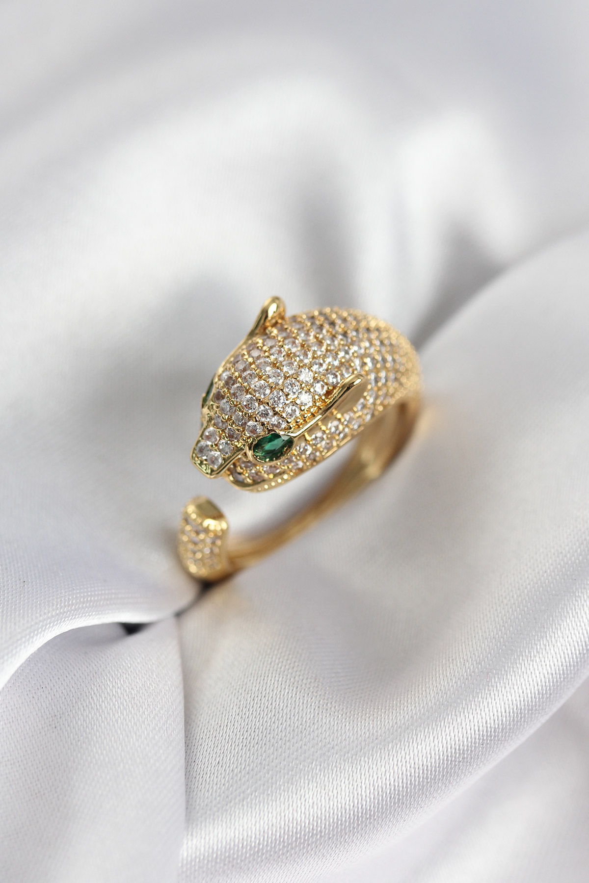 Jaguar Model Gold Renk Zirkon Taşlı Kadın Yüzük 5886