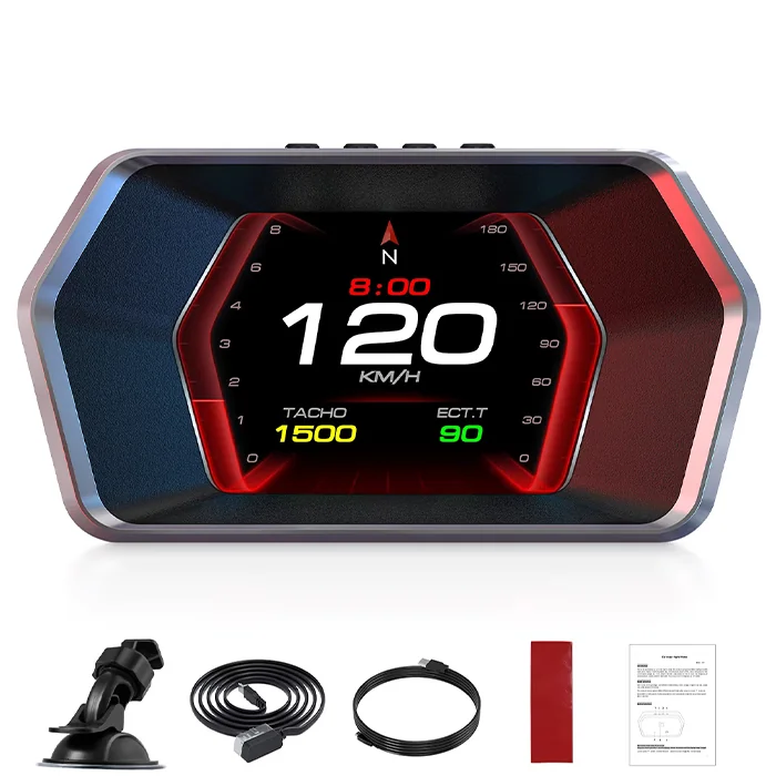Ally P17 HUD OBD2 & GPS Çift Sistemli Araç Bilgisayarı | Dijital Kilometre Su ve Yağ Sıcaklığı Ölçer Hız & Alarm Göstergeli Oto Elektroniği