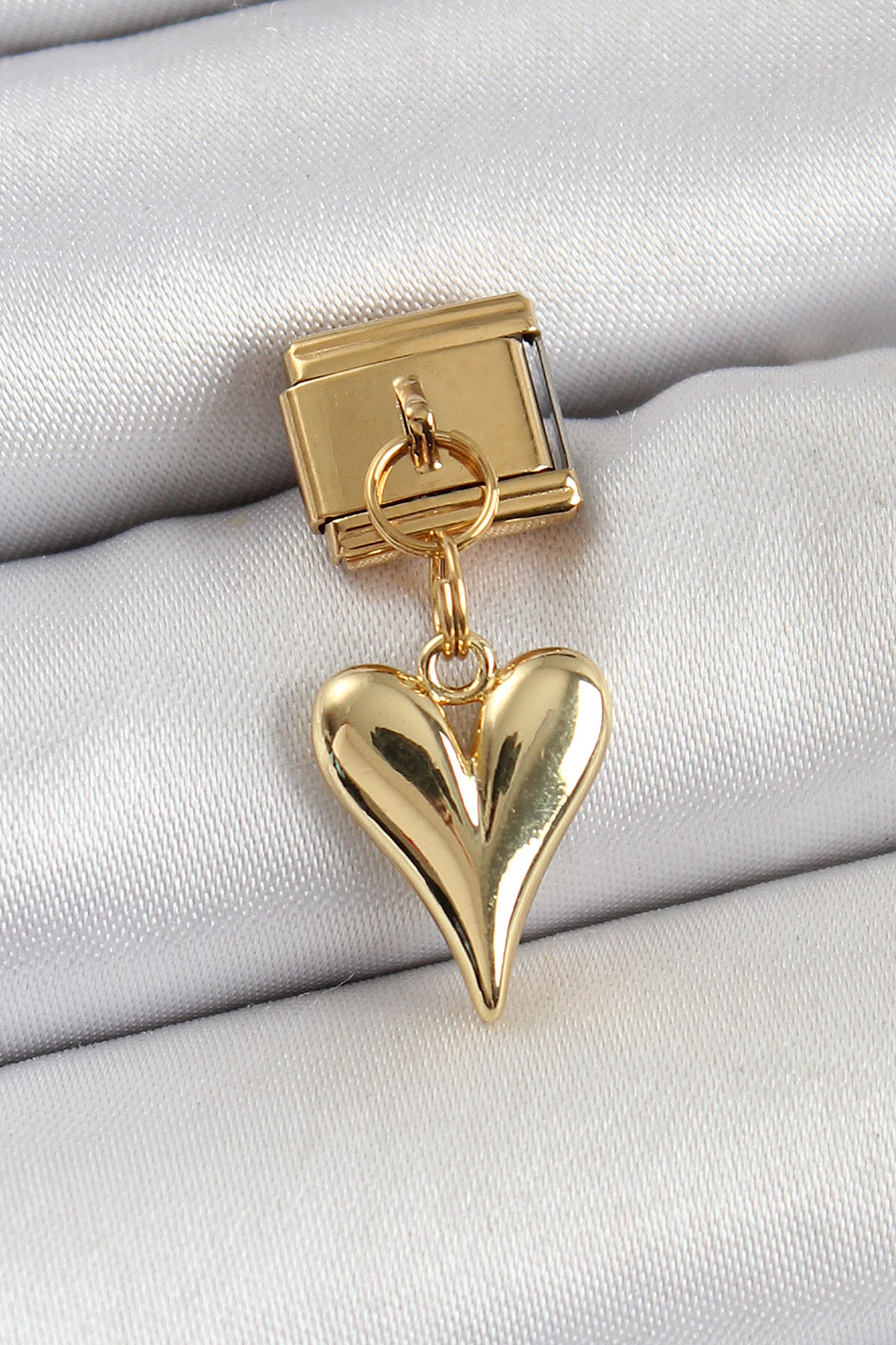 316L Çelik Sallantılı Kalp Model Gold Renk Nomination Charm 5886