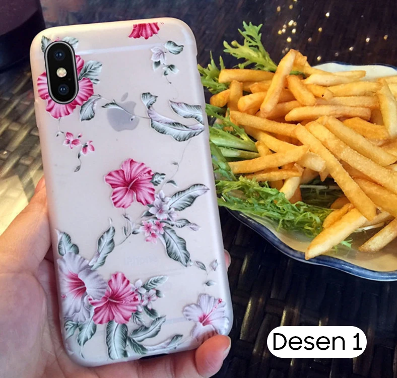 İphone X Xs 3d Gül Desenli Premium Silikon Kılıf