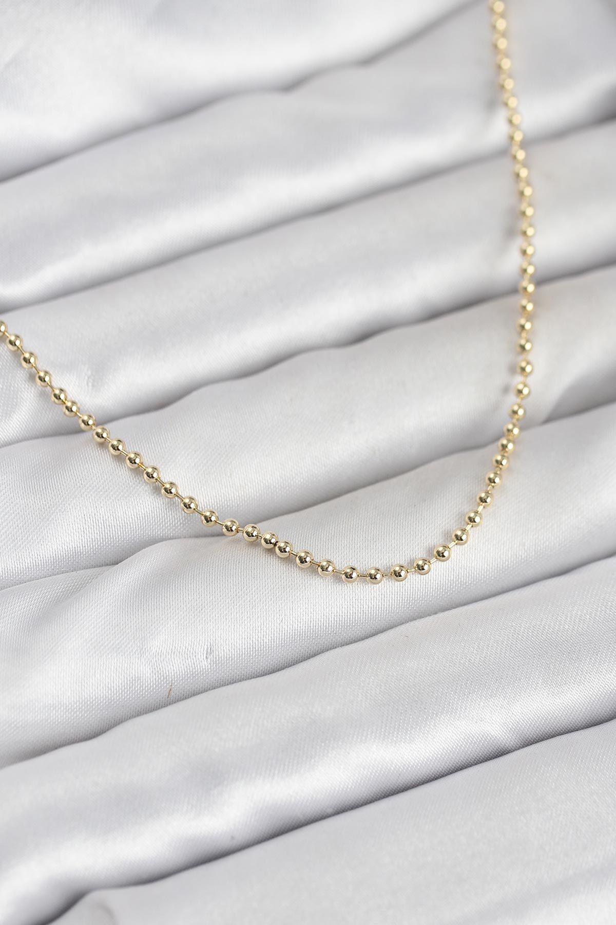 CM 14K Gold Renk Top Zincirli Model 60 cm Kadın Kolye 5886