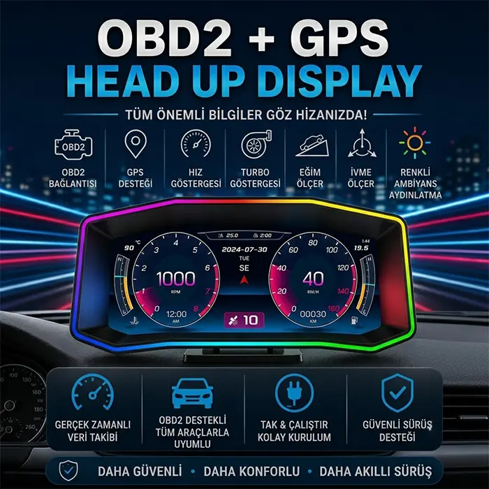 Ally P4 OBD2 + GPS Head Up Display HUD Dijital Hız Göstergesi