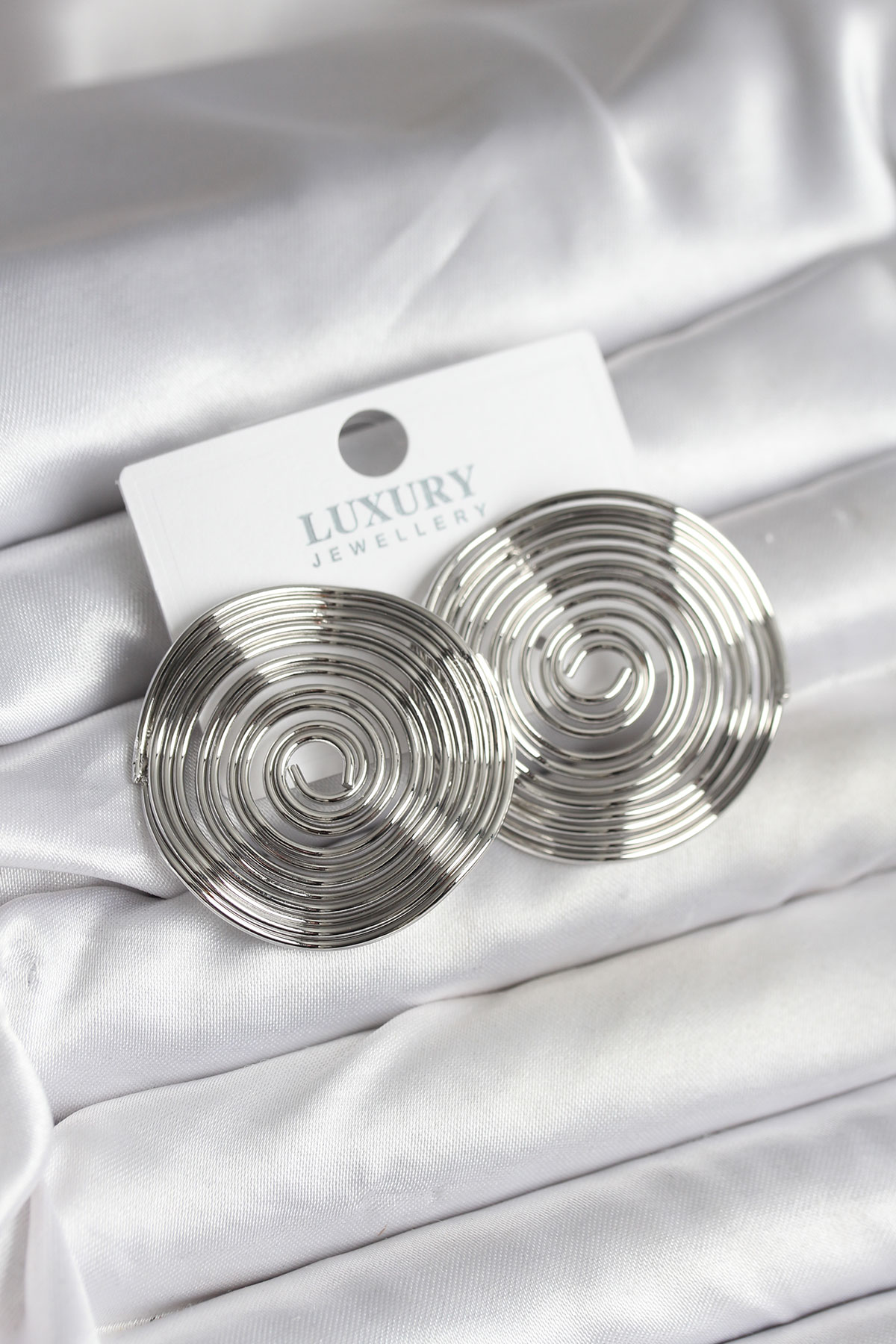Pirinç Gümüş Renk Circle Model Kadın Küpe 5886