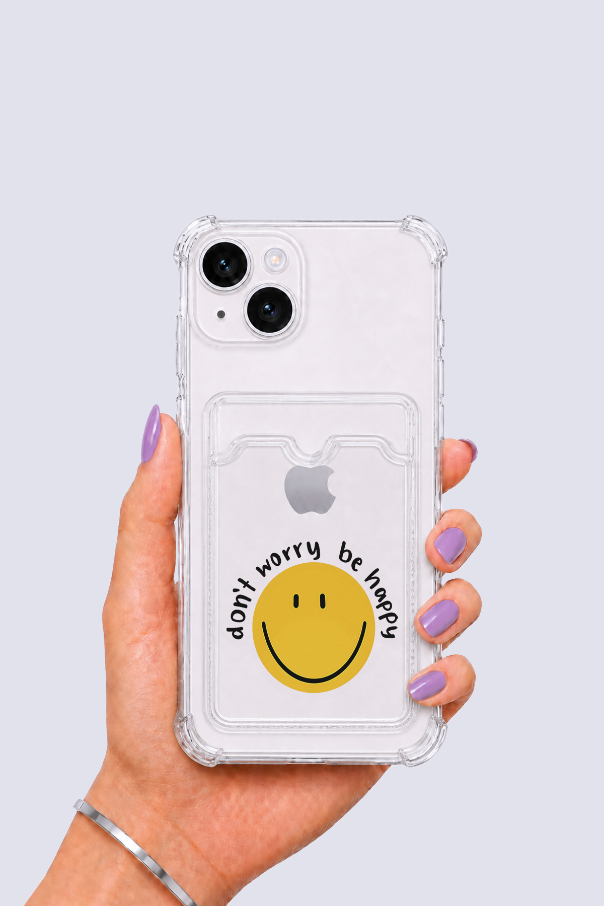 iPhone 14 Kartlıklı Gülücük Desenli Kılıf