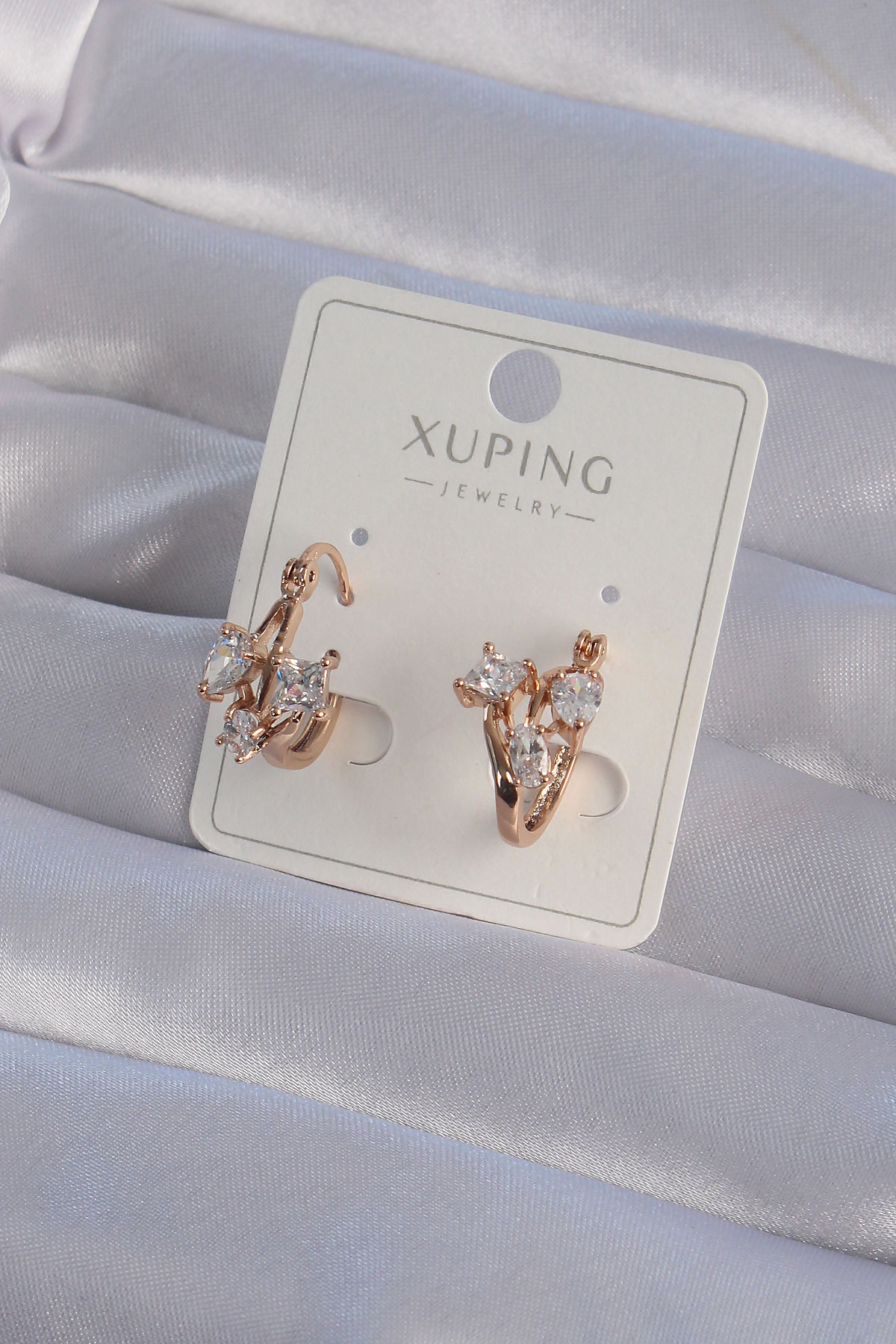 XUPİNG Rose Renk Zirkon Taşlı Halka Küpe 5886
