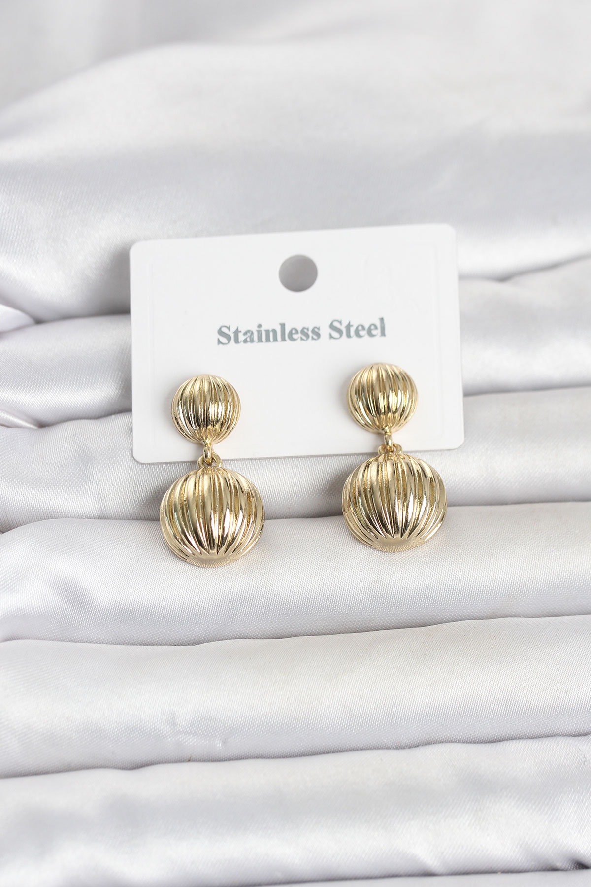 316L Çelik Gold Renk Vintage Model Kadın Küpe 5886