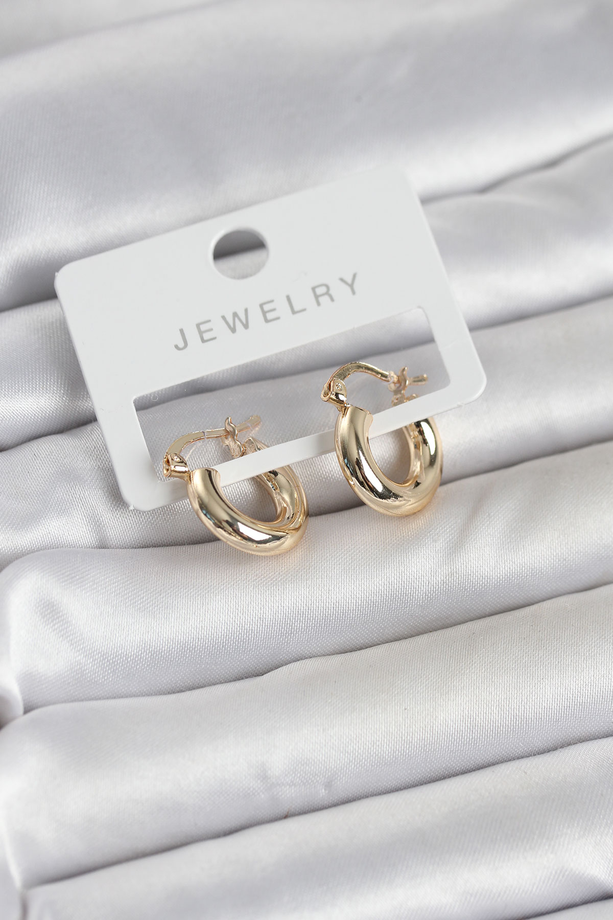 Gold Renk Pirinç Halka 15 mm Kadın Küpe 5886