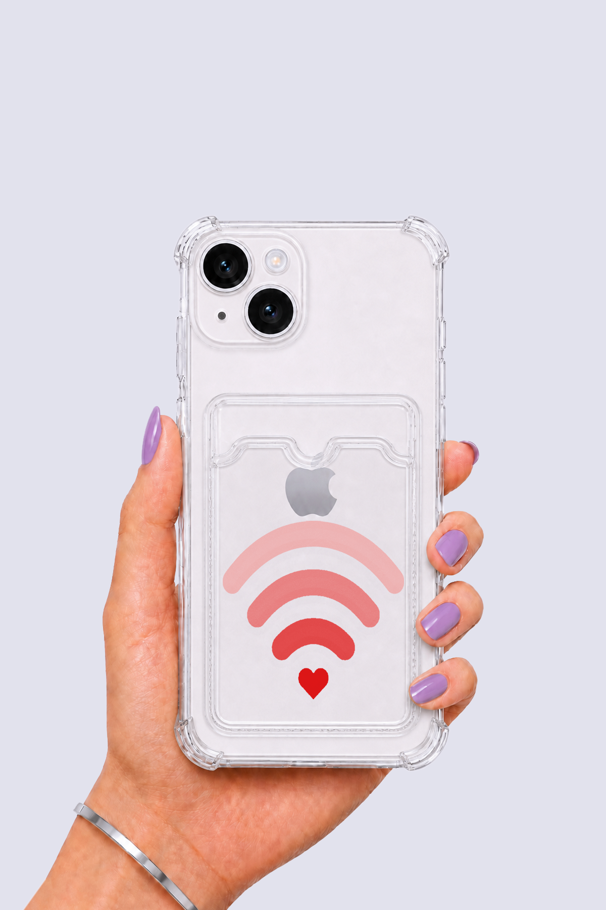 iPhone 14 Kartlıklı Aşk Sinyali Desenli Kılıf