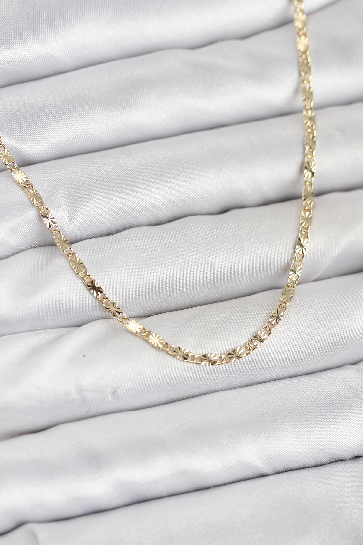 CM 14K Gold Renk Lazerli Zincir Model Kadın Kolye 5886