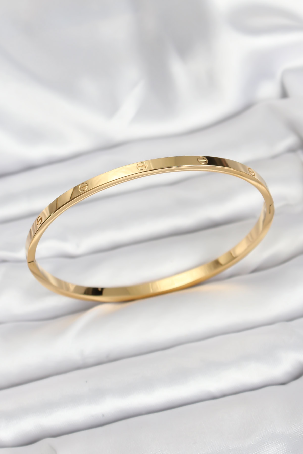 316L Çelik Gold Renk 65 mm İnce Kadın Kelepçe Bileklik 5886