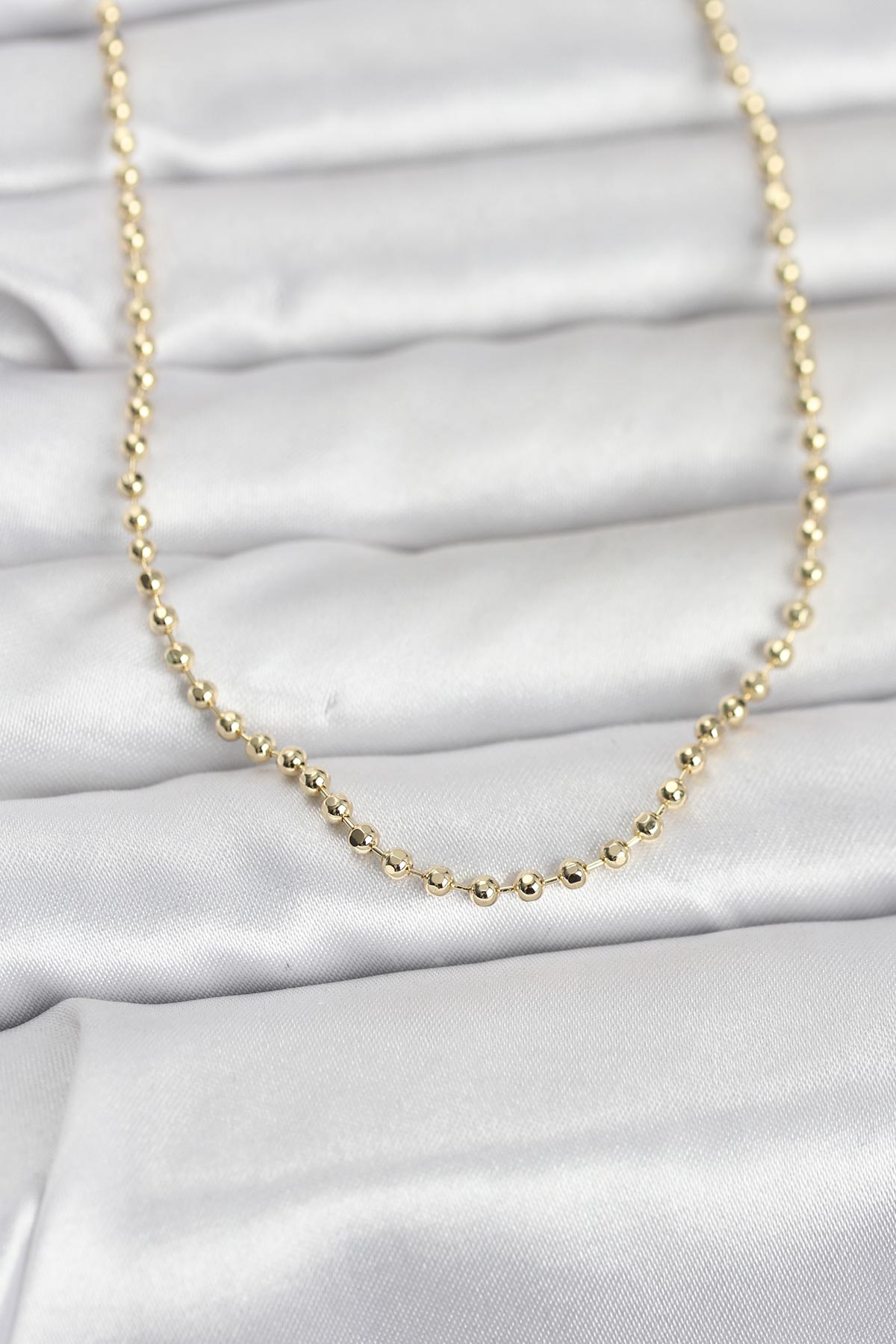 CM 14K Gold Renk Top Zincirli Model 60 cm Kadın Kolye 5886