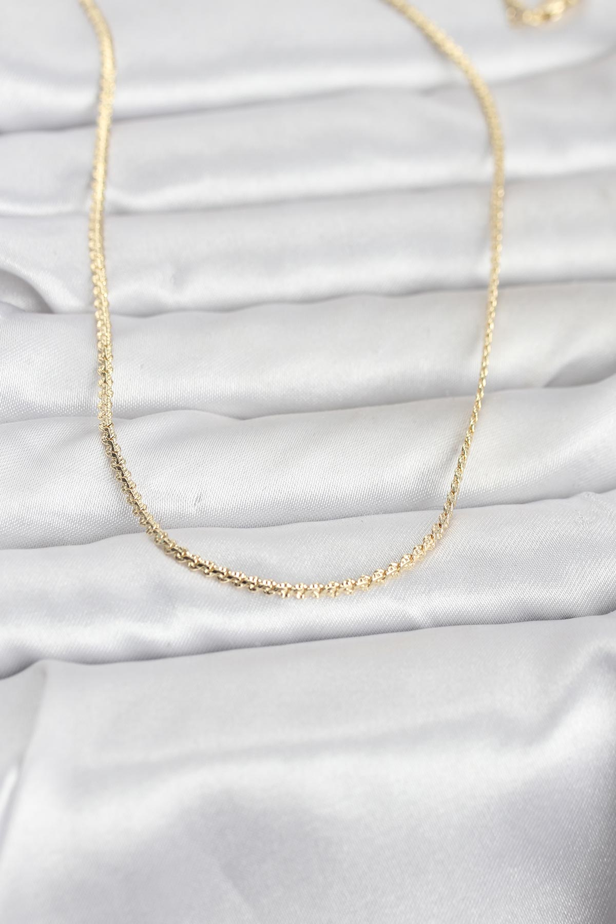 CM 14K Gold Renk Yassı Zincir Model 60 cm Kadın Kolye 5886