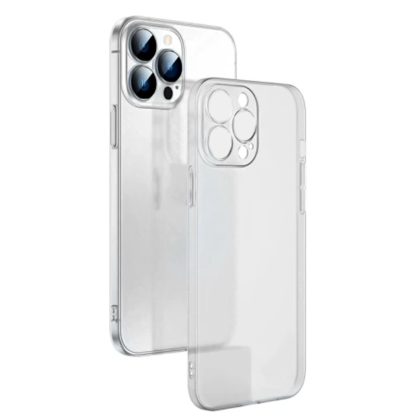 Ally iPhone 13 Pro Max 6.7inch Frosted Glass Şeffaf Kamera Korumalı Kılıf