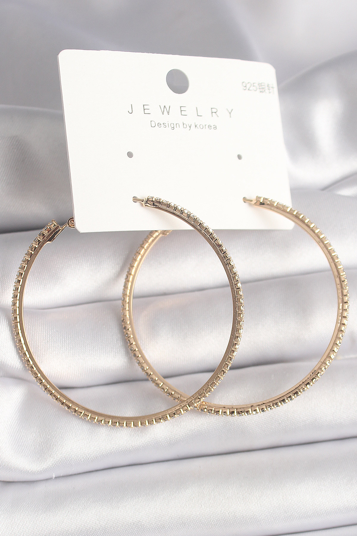 Pirinç Gold Renk Zirkon Taşlı Halka Model Kadın Küpe 5886