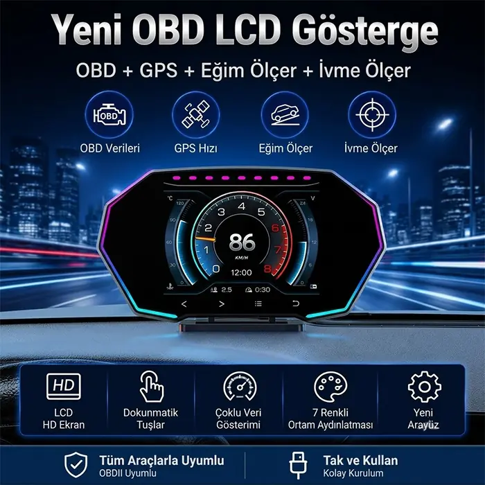 Ally F11 OBD2 + GPS Head Up Display HUD Dijital Hız Göstergesi