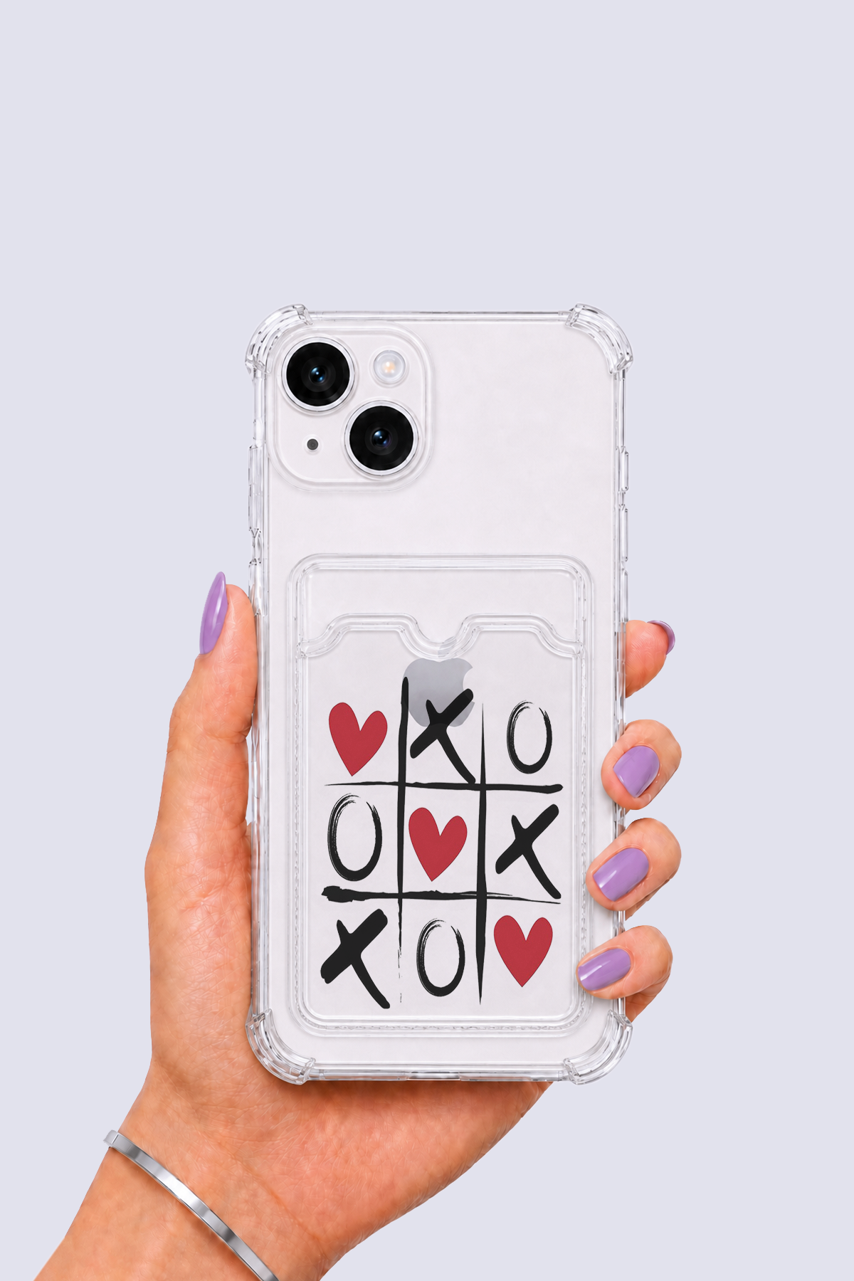 iPhone 14 Kartlıklı XoXO Desenli Kılıf