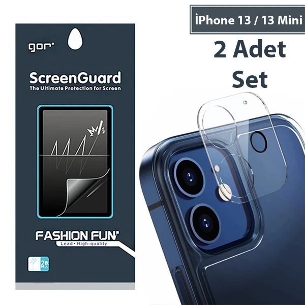 GOR İPhone 13 /13 Mini  Best Full Tempered Cam Kamera Koruyucu 2Adet Set