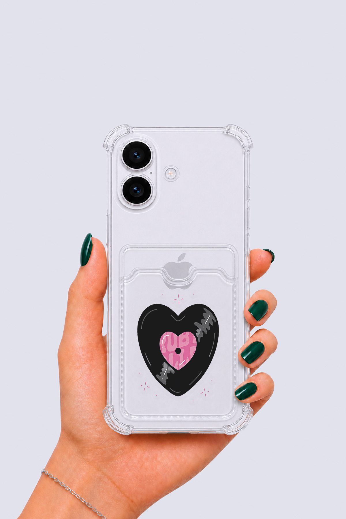 iPhone 17 Kartlıklı Vinly Desenli Kılıf