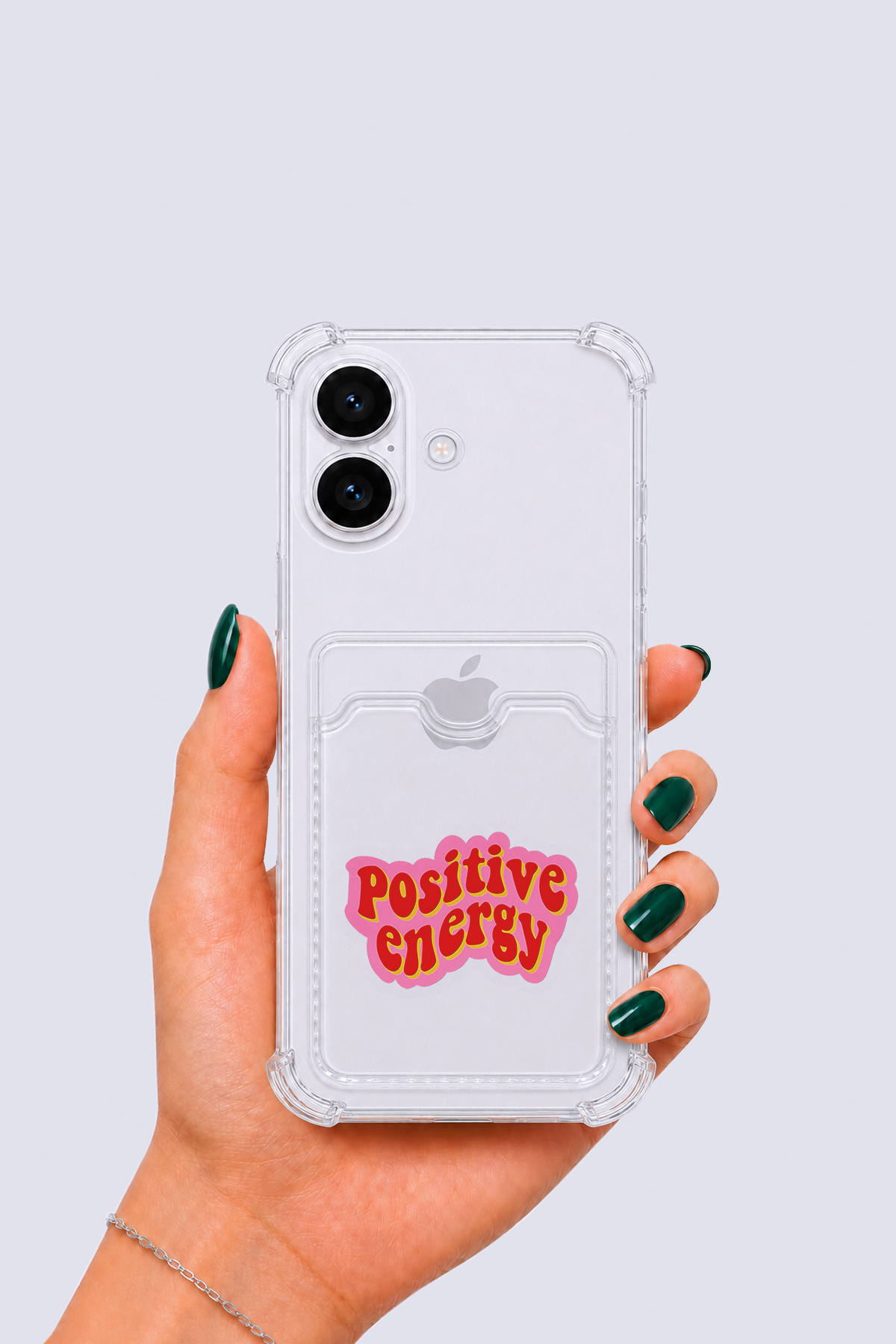 iPhone 17 Kartlıklı Pozitif Enerji Desenli Kılıf