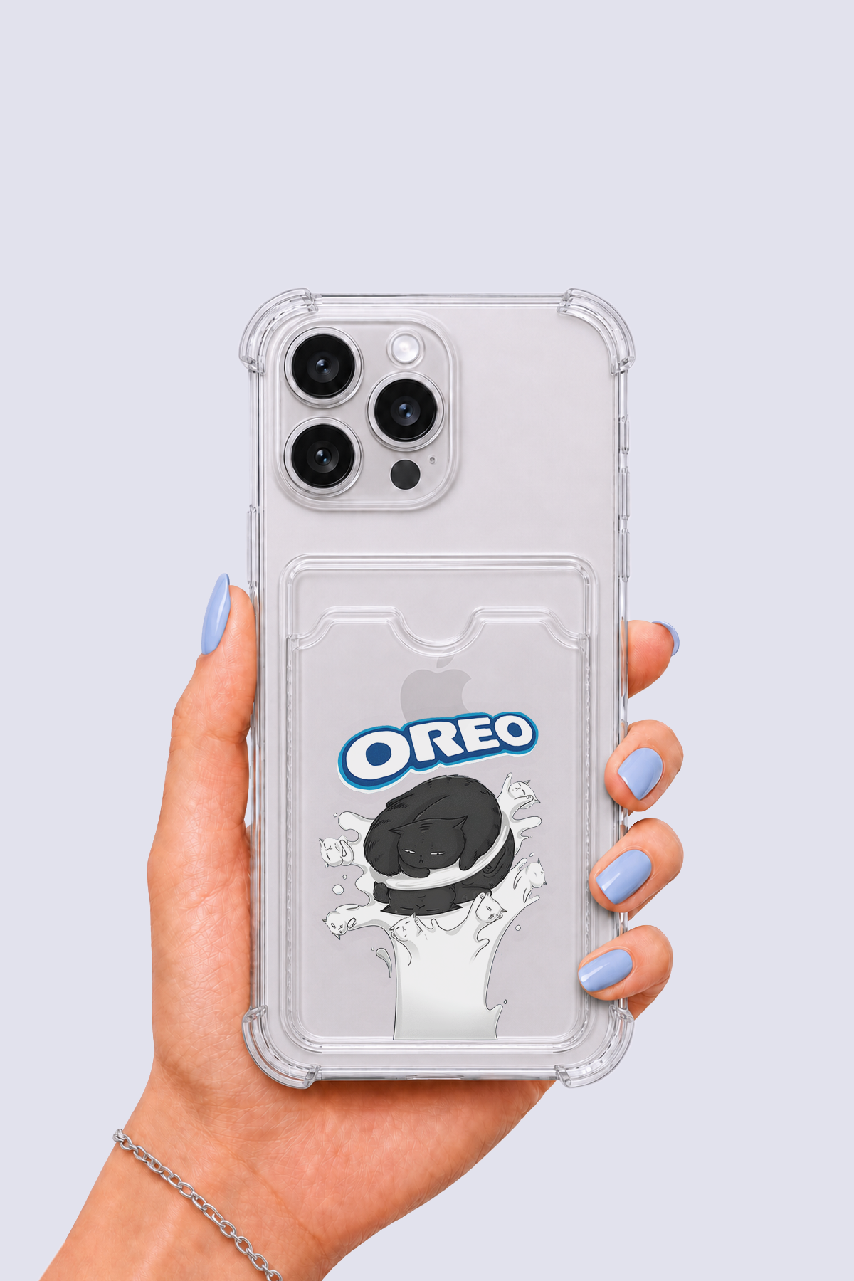 iPhone 15 Pro Max Kartlıklı OREO Desenli Kılıf