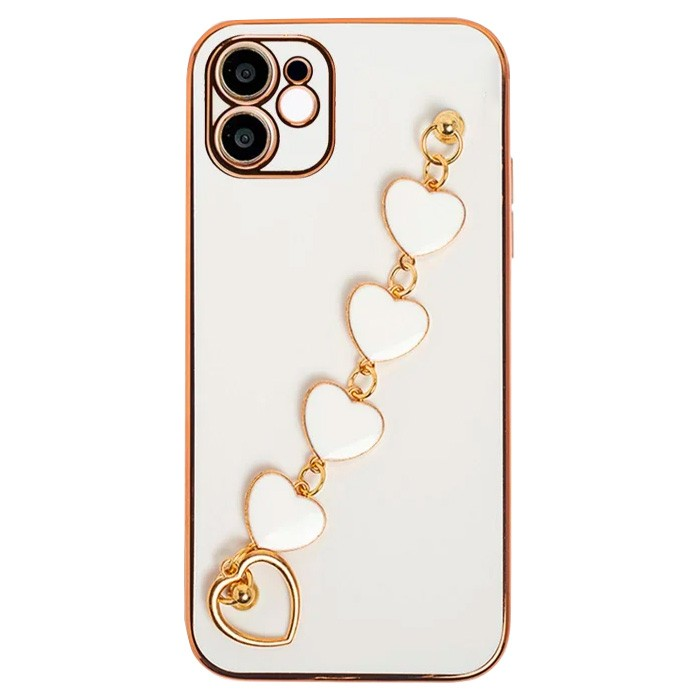 Ally iPhone 12 6.1inç Kılıf Kalp Bileklik Tutuculu Lüx Silikon Askılı Kılıf